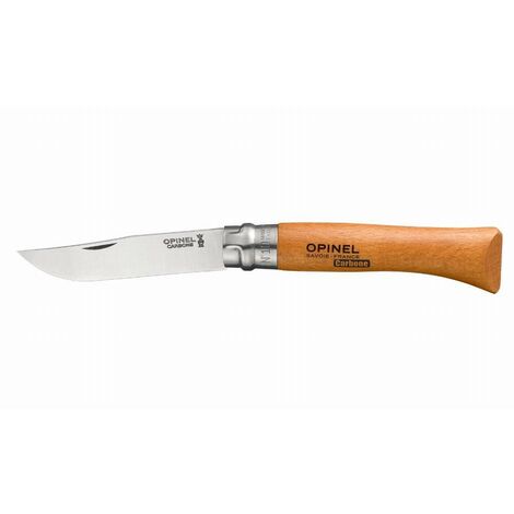 Couteau pliant Opinel N°10 – Lame en acier carbone 10 cm – Manche en hêtre vernis 13 cm – Pour découpes précises en extérieur