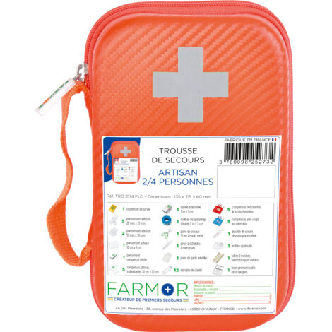 Farmor – Coffret de secours 2/4 personnes – Tissu imperméable – Conforme aux normes françaises – TRO8050TP