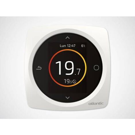 Atlantic – Thermostat filaire modulant pour chaudière – Alimentation 230V – Programmation horaire avancée – Écran couleur – 74501