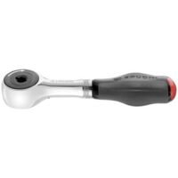 Facom – Cliquet 1/4'' à manche rotatif – Longueur 158 mm – Mécanisme 60 dents – Pour douilles avec adaptateur ECR