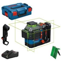 Bosch Professional – Niveau laser vert 3 lignes 360° – Portée jusqu'à 120 m – Précision ±0,3 mm/m – Étanchéité IP65 – Autonomie jusqu'à 20 h - 18V-120-33