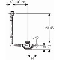 Kit vidage de baignoire à déclenchement par pression Pushcontrol GEBERIT Ø52 mm L.26 cm - 150.768.21.1