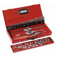 Composition d'outils à tarauder et fileter en coffret métallique SAM - CTF45