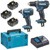Pack de 2 machines MAKITA 18V DLX2127TJ1 Perceuse visseuse DDF482 + Visseuse à chocs DTD152 + 3 batteries 5Ah + Chargeur + 1 MAKPAC