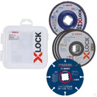 Bosch – Disque à lamelles 125 mm pour inox et métal – 3 disques à tronçonner X-LOCK – 1 plateau X-LOCK X571 – 1 disque Carbide Multi Wheel – 2608619374
