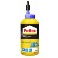 Pattex Bois Hout Waterproof, Biberon de colle à bois résistante, Colle vinylique pour montage, assemblage, placage ou contrecollage en milieu humide et chaud, 750 g