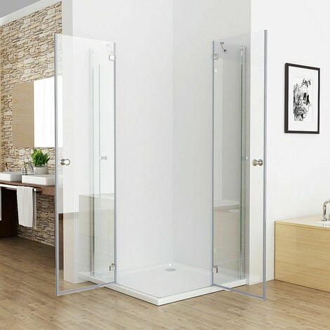 MIQU 90 x 90 cm Duschkabine Eckeinstieg Duschwand Dusche Duschabtrennung mit 90x90 Duschtasse ESG Glas