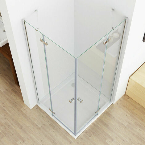 MIQU 90 x 90 cm Duschkabine Eckeinstieg Duschwand Dusche Duschabtrennung mit 90x90 Duschtasse ESG Glas