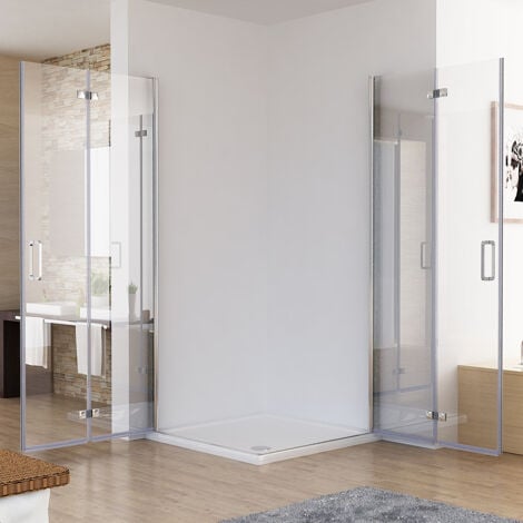 80 X 80 X 195 Cm Duschkabine Eckeinstieg Dusche Falttur 180Âº Duschwand Duschabtrennung Nano Glas