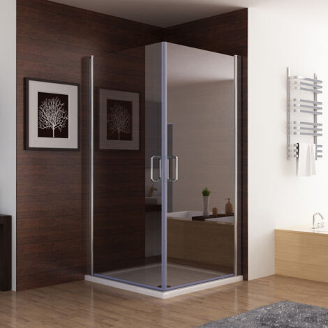 80 x 80 x 195cm MIQU Duschkabine Dusche Duschwand 180° Schwingtür Eckeinstieg NANO Glas