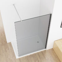 Meykoers Walk in Seitenwand Duschwand 100x195cm Duschtrennwand aus 8mm ESG-Sicherheitsglas Walk in Dusche Duschabtrennung mit Nano-Beschichtung Schwarzrahmen Klarglas ohne Duschtasse