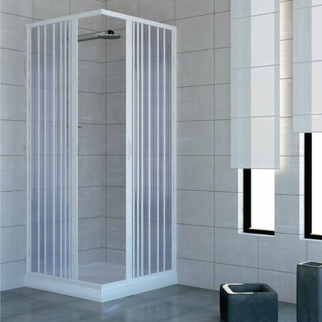 Box Douche Acquario 80x80 Cm 2 Portes Coulissantes Ouverture Centrale, Complet