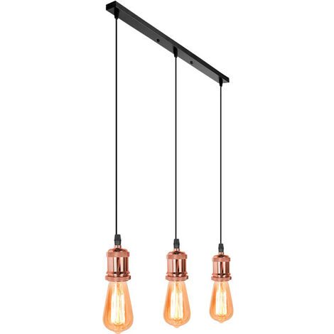 Lampadari a Sospensione Vintage Oro Rosa Plafoniere Retrò Semplice  Lampadari a Sospensione E27 Presa 3 Luci Lampadario Moderno