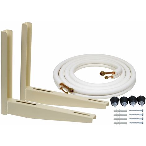 Kit instalación 1/4-3/8 formado por 3 mts cobre doble aislado abocardado, soporte para 150kgs y antivibradores