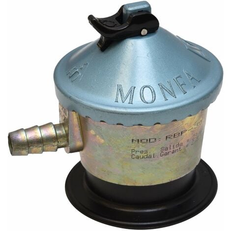 Regulador nacional MONFA para botella doméstica gas butano presión de  salida 30 mbar con salida boquilla diam 10 mm