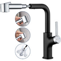 Lonheo Mitigeur de Cuisine créatif avec 2 Fonctions Douchette carré Extractible Robinet Cuisine 7-forme Rotatif à 360° avec Barboteur démotable