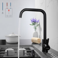 Lonheo Robinet de Cuisine Inox Basse Pression noir Robinet pour Lavabo Vasque Mitigeur de Lavabo