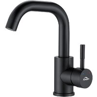 Auralum Robinet  Lavabo Noir avec Barboteur Démotable, Rotation à 360° , Mitigeur Salle Bain en Laiton, Haut de 201mm, Robinetterie d’Eau Froide et Chaude pour Lavabo et Vasque Salle de Bain