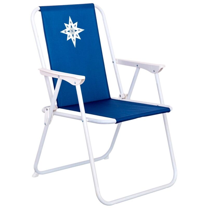 Silla de Playa Fija Azul Marino de Lona de 75x46x53 cm