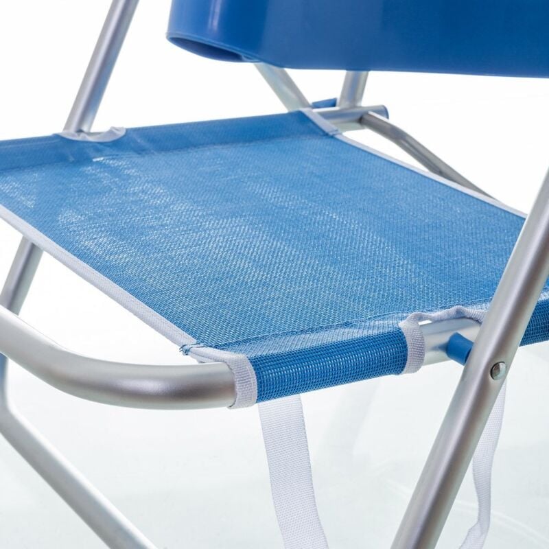 Silla de Playa con Brazos reclinable Azul de Aluminio de 80x61x47 cm