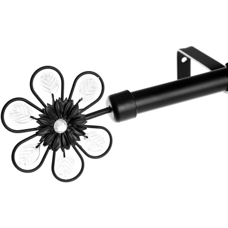 Barra Cortina Extensible Negra de Metal de 120 a 210 cm 