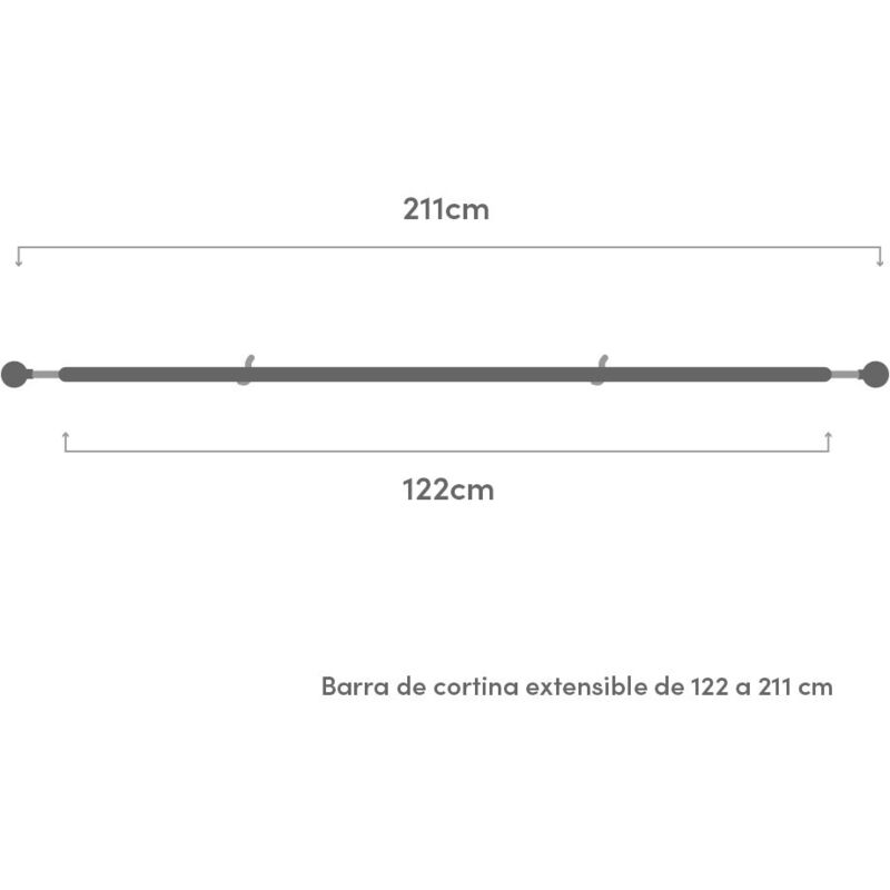 Barra Cortina Extensible Blanca de Metal (160 a 300 cm, Blanco)