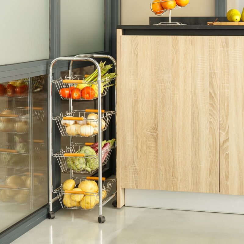 Frutero para cocina con ruedas Home Basic