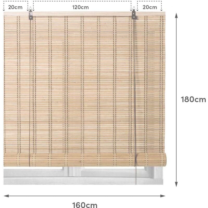 Estor enrollable bambú natural 160x180 cm