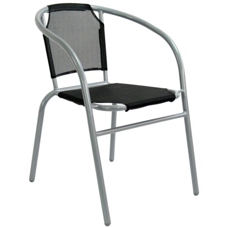 Silla de jardín apilable de acero y textileno negra de 54x59x73 cm