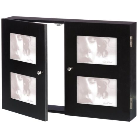 Tapa Contador luz-Cuadro eléctrico con portafotos de Madera de 2 Puertas  Negro de 46x8x32 cm