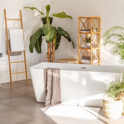 Toallero estante de baño marrón moderno de bambú