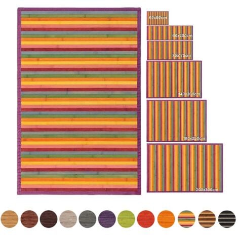 Alfombra para salón de bambú (200 x 300 cm, Multicolor)
