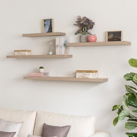 Estante de Pared de Madera MDF Natural de 80 cm -