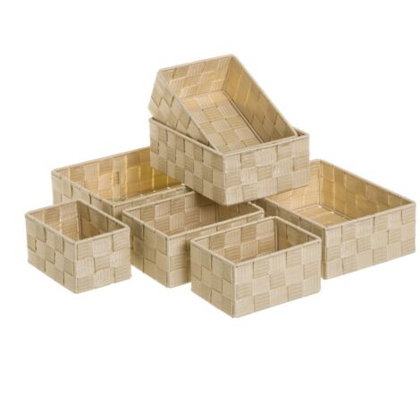 UNIMASA Set de 7 cestas organizadoras de Polipropileno Beige -