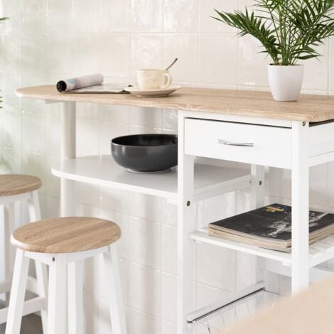 Mesa para cocina de bar moderna de madera blanca Basic 