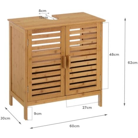 Mueble bajo Lavabo nórdico marrón de bambú para Cuarto de baño Basic 