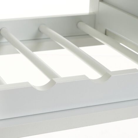 Carro de cocina con ruedas de bambú y madera MDF blanco de 50x37x86 cm