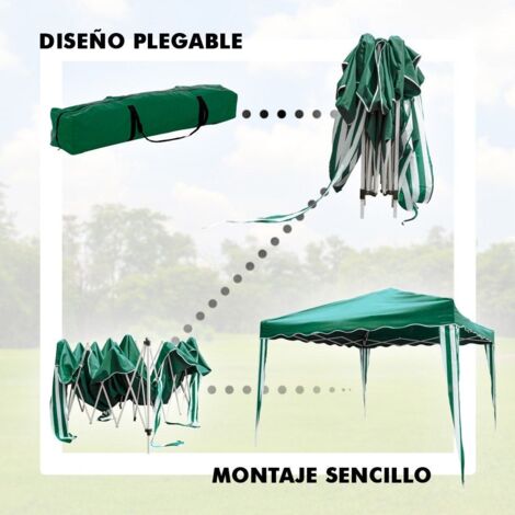LOLAhome Carpa Cenador Gazebo Plegable 3 x 3 m Verde. Mejores Tubos de Acero de Alta resistencia Plegables, Antiviento, Protección UV, Bolsa de Transporte. para Playa, Camping, Jardín, Terraza