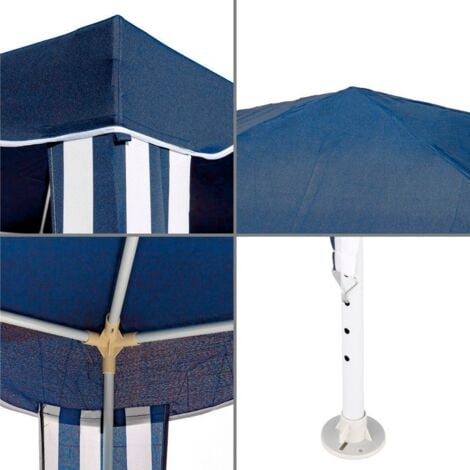 LOLAhome Carpa Cenador Gazebo Desmontable 3 x 3 m Azul. con Tubos de Acero de Alta resistencia, Protección UV, Poliéster 140gr/m2 resistente Lluvia. para Playa, Camping, Jardín, Patio, Terraza