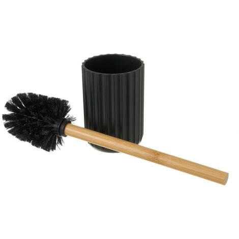 Escobilla de Baño Negro de bambú y PVC de Ø 9x35 cm 