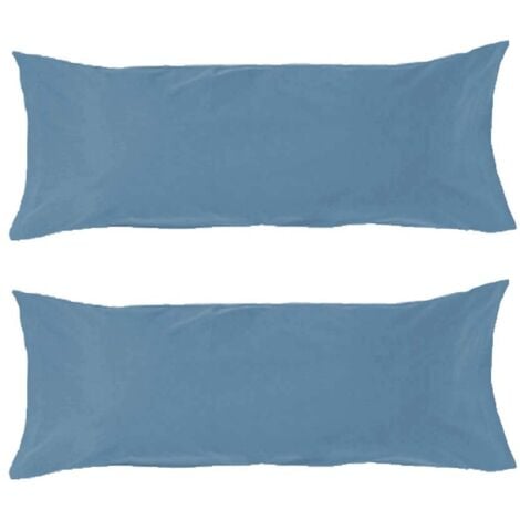Funda de almohada azul de algodón y poliéster clásica para cama de