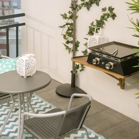 Ldk Garden Mesa de terraza Plegable Madera marrón, Natural
