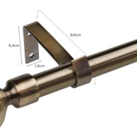 Barra de Cortina Extensible de Bola Bronce de Metal de 122 a 211 cm -