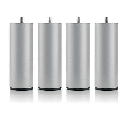 BELLECOUR LITERIE Jeu de pieds de lit cylindriques en métal Gris Hauteur 16 cm (lot de 4) (1/2)