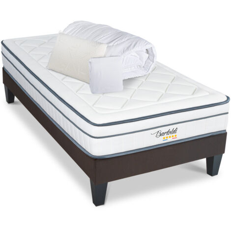 BELLECOUR LITERIE  Pack Prêt à dormir BARTOLDI 90x200 cm  Matelas Ressorts ensachés + Sommier + Accessoires (1/5)