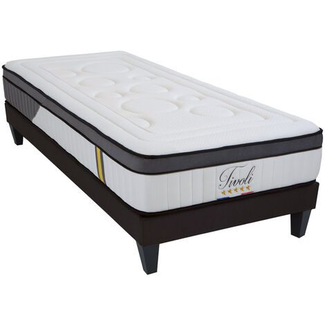 BELLECOUR LITERIE  Pack TIVOLI 90x190 cm  Matelas Mémoire de forme + Sommier Bois + Protège matelas anti punaise (1/5)