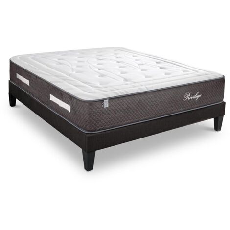 BELLECOUR LITERIE  Pack PRIVILEGE 140x200 cm  Matelas Ressorts ensachés + Sommier Bois + Protège matelas anti punaise (1/5)
