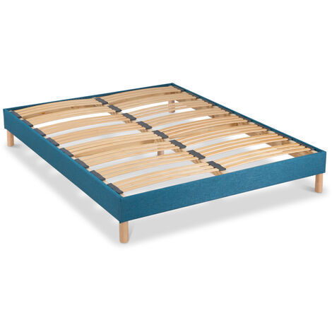 BELLECOUR LITERIE Sommier à lattes en bois LUMIERE 180x200 cm Coloris Turquoise Livré en kit (1/4)
