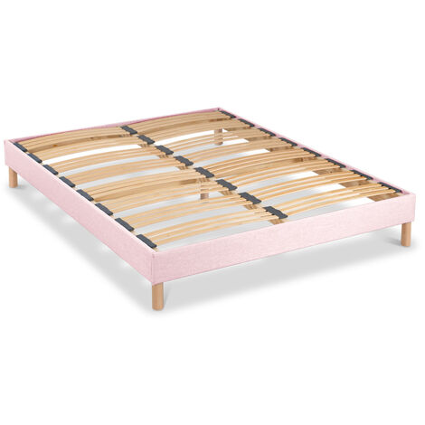 BELLECOUR LITERIE Sommier à lattes en bois LUMIERE 180x200 cm Coloris Rose Livré en kit (1/4)