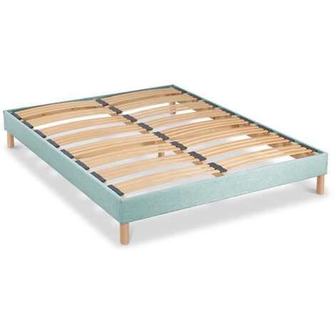 BELLECOUR LITERIE  Sommier à lattes en bois LUMIERE 140x200 cm  Coloris Vert pastel  Livré en kit (1/4)